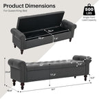 SOFTHION 67" Storage Bench for Bedroom, Linen Upholstered, Dark Grey | King - Image 2