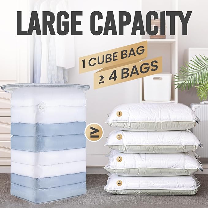 TAILI 8 Pack Cube Vacuum Storage Bags, Jumbo Size, Comforters and Blankets - Image 3