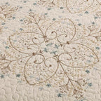 ROOMLIFE Quilt Set Queen Size 3D Floral Embroidery Pattern 3-Piece Cotton - Image 8