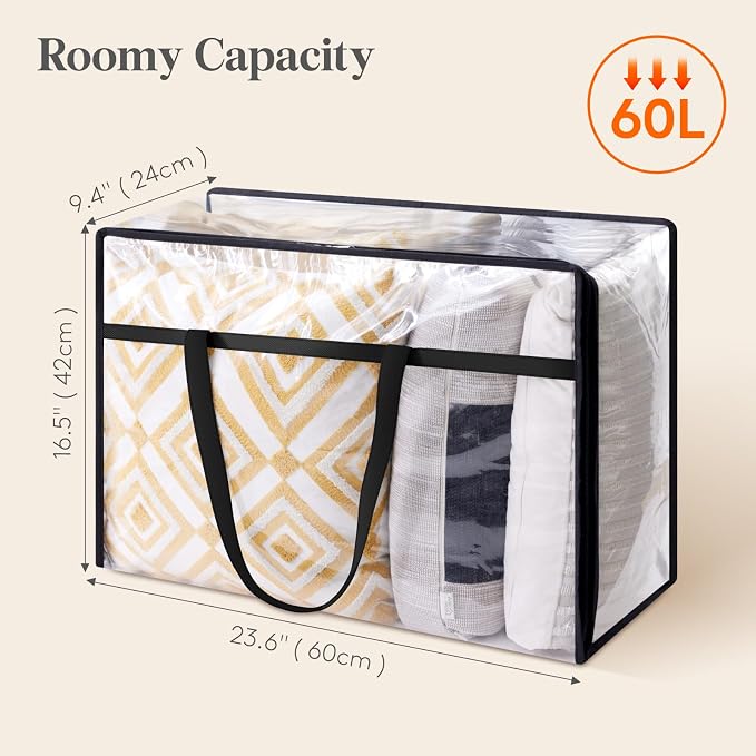 Lifewit 8 Pack Clear Clothes Storage Bags, 60L Plastic Blanket Storage Bag - Image 4