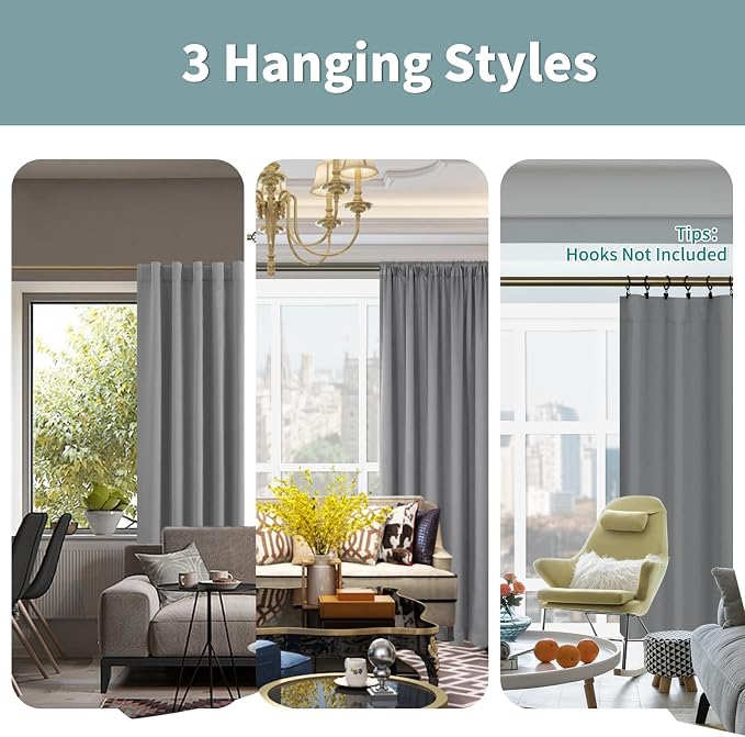 BGment Dove Grey Blackout Curtains 78 Inches Long - Image 3