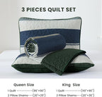 Dinjoy Queen Boho Striped Quilt Set, Breathable All-Season, 3-Piece Set Fits - Image 7