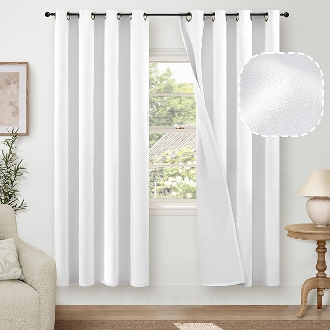 Pure White Linen Blackout Curtains by Lajode