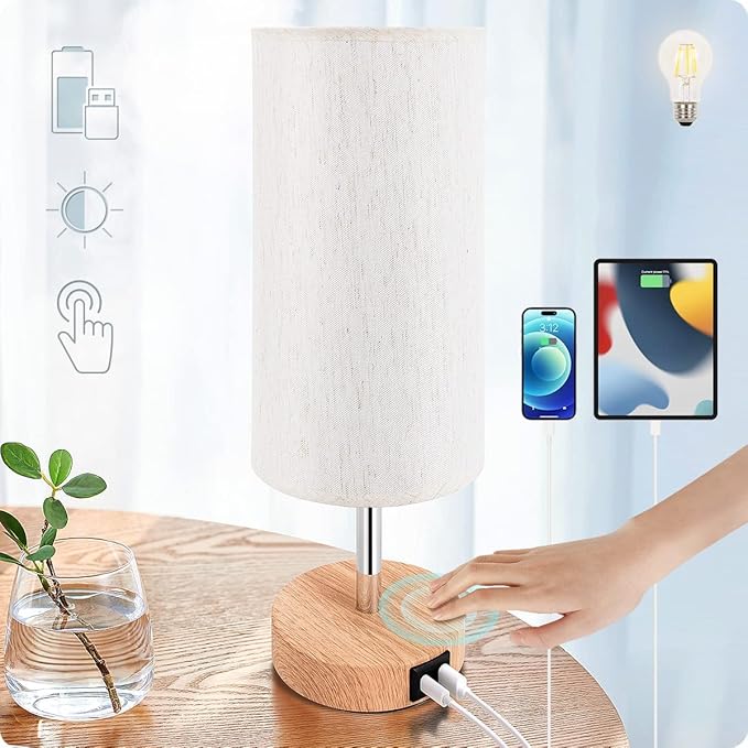 Yarra-Decor Bedside Lamp with USB A+C Port by Yarra-Decor