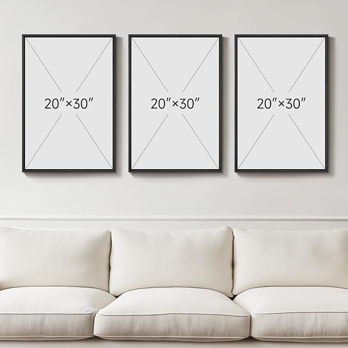 Large Framed Neutral Modern Abstract Wall Art, 3 Piece Black and Beige Canvas - Image 4