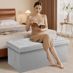 Sweetcrispy 43 Inch Storage Ottoman Bench, Folding Ottoman - Image 2