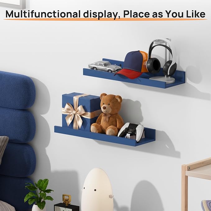 upsimples Floating Shelves for Wall Decor Storage, 15.7'' | Wall Mounted Wood - Image 2