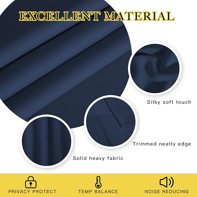 NICETOWN Blackout Navy Curtain Drape - Image 5