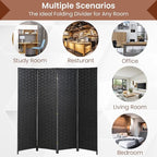 Room Divider Wall Divider 6FT 4 Panels Wood Mesh Hand-Woven Indoor Room Screen - Image 6