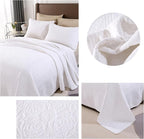 ROOMLIFE Quilt Set Full Size 3D Floral Embroidery Pattern 3-Piece Cotton - Image 5