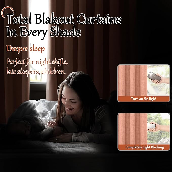 Terracotta Linen Blackout Curtains - Image 3