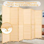 Bamboo Mesh Woven Room Divider 5.6FT, 6 Panel Folding Privacy Screen, Folding - Image 6