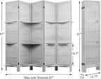 Room Divider with Shelves, 5 Panel Grey Privacy Screen | Partition Room - Image 3
