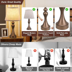 Touch Lamps for Nightstand, 3 Way Dimmable Bedside Lamps - Image 8