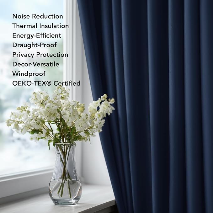 Deconovo Blackout Curtains for Bedroom 108 Inches Long | Back Tab and Rod - Image 4