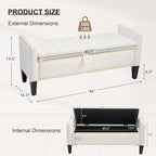 Velvet Storage Ottoman Bench, Modern Entryway Ottoman Bench - Image 2