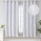 Greyish White and Silver Print Curtains 72 Inches Long Room Darkening Curtains by ESTELARTEXTILER