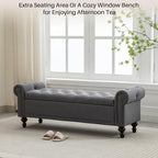 SOFTHION 58.1" Storage Bench for Bedroom, Linen Upholstered - Image 7