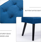 LOULENS Entryway Bench, Dark Blue | Wood Legs, Button Tufted, Upholstered Bench - Image 4