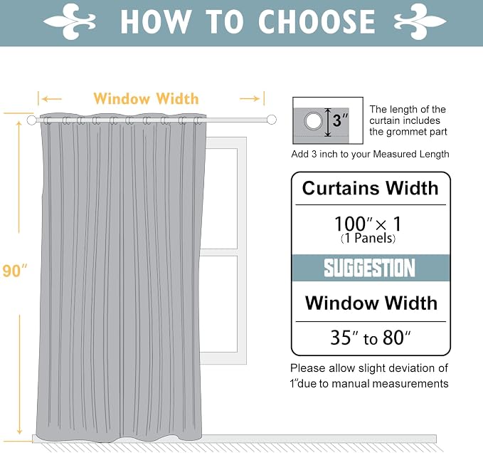 ChrisDowa Room Divider Curtains 90 Inch Length Sliding Door Curtain 1 Panel | - Image 6