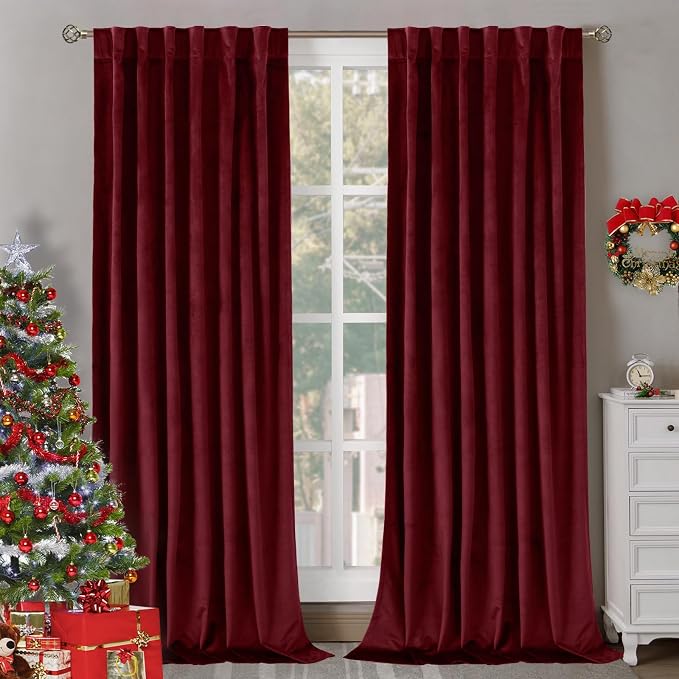 BGment Christmas Red Velvet Curtains 90 Inches by BGment