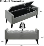 WUTUTUEE 47" Velvet Storage Bench, Upholstered Bed Bench - Image 2