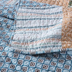 Autumn Dream Cotton Bedspread Bohemian Blue Quilt Bedding Sets, Queen Size | - Image 7