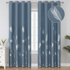 Stone Blue Blackout Curtains & Drapes 102 Inch Length 2 Panels Set by ESTELARTEXTILER