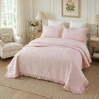Brandream Queen Size Quilt Set Cotton Light Pink Quilts Shabby Chic Bedding - Image 5