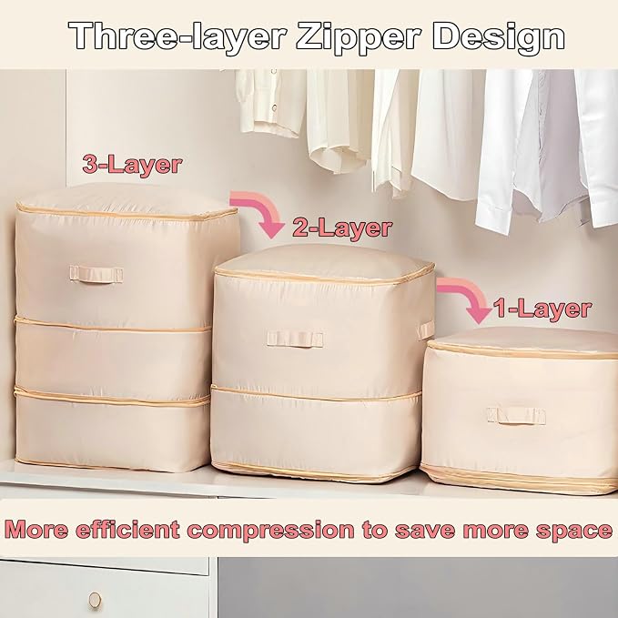 Comforter Storage Bag, Bedding & Blanket Self Compression Storage Organizer | - Image 3