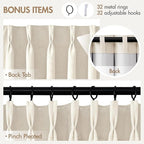 MIULEE Pinch Pleated 100% Blackout Curtains 40"x100" Long Birch 4 Panel Set | - Image 9