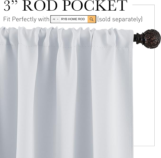 RYB HOME Short Curtains for Small Window Kitchen Bathroom Cafe RV Camper | - Image 2