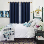 Diraysid Navy Blue Grommet Blackout Curtains - Image 3