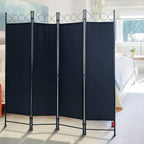 Room Divider 4 Panels 6FT Room Divider Black Privacy Panel Screens | Wall - Image 4