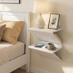 Floating Nightstand Set of 2 White Wood Bedside Table Wall Mounted | Z-Shape - Image 5