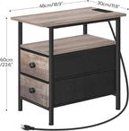 HOOBRO End Table with Charging Station, Narrow Side Table, Nightstand with 2 - Image 3
