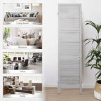 Room Divider with Shelves, 5 Panel Grey Privacy Screen | Partition Room - Image 7
