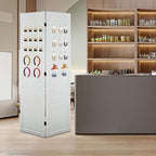 6 Panel Pegboard Room Divider | White Wood Folding Privacy Screen - Image 4