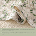 Whale Flotilla Patchwork Quilt King Size, Extra Soft Floral Leaf Bedspreads | - Image 6