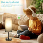 Black Bedside Lamp for Bedroom, Dimmable Touch, USB A+C, AC Outlet | 3-Way - Image 4