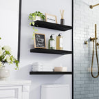 BAYKA Floating Shelves for Wall, Wall Mounted Rustic Wood Shelves for Bathroom - Image 4