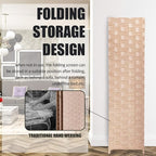 Room Divider, 4 Panels 6FT Folding Privacy Screen Room Divider Wall Wood Mesh - Image 2