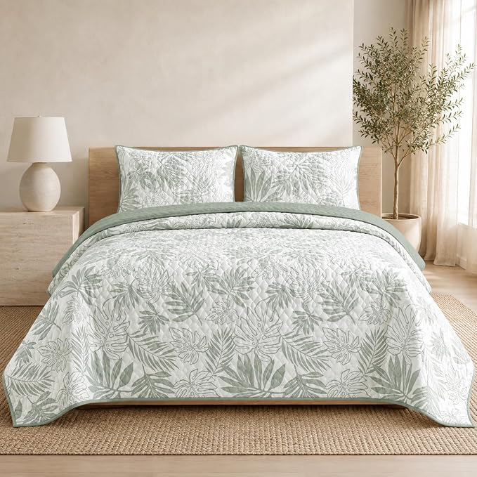 Twin/Twin XL Quilt Set-2 Pieces Soft Bedding Floral Reversible Coverlet | All by BLOOMHAVEN