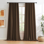 Brown Linen Textured Blackout Curtains 108 Inches Long - Image 2