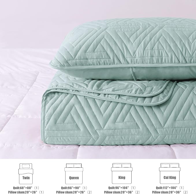 Whale Flotilla Soft Geometric King Quilt Set - Image 5