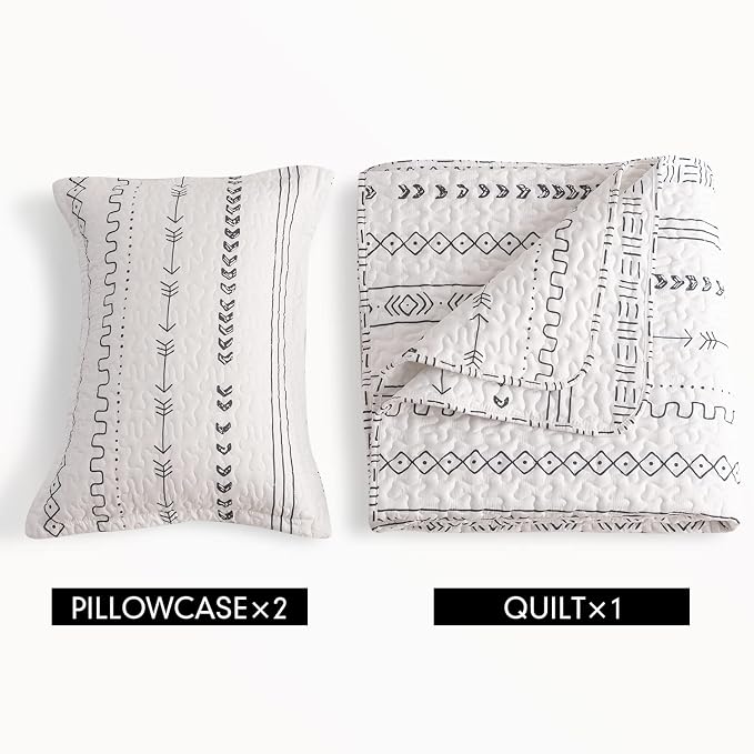 DURLENGEN 3Pcs Quilt Set King Size White, Soft Microfiber Lightweight Bedspread - Image 5