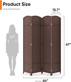Outdoor Privacy Screen 4-Panel Folding Room Divider Space Partition | 67"H 64"W - Image 2