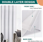 Diraysid 100% Blackout White Curtains Linen Curtains - Image 5