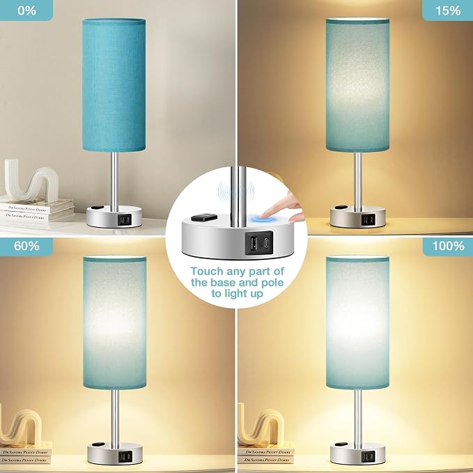 Turquoise Nightstand Table Lamp - Image 2