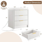 Decofy Fluted 3-Drawer Nightstand - Image 2